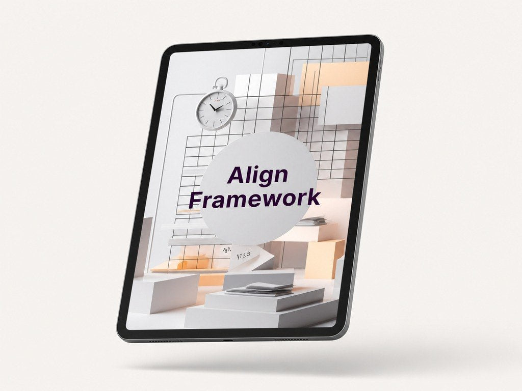 Digital tablet displaying a cover with 'Align Framework' text on a white background