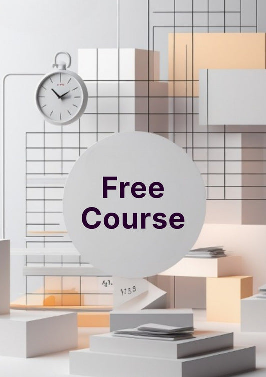 Modern interior design with geometric shapes and a clock, featuring the text 'Path Module'.