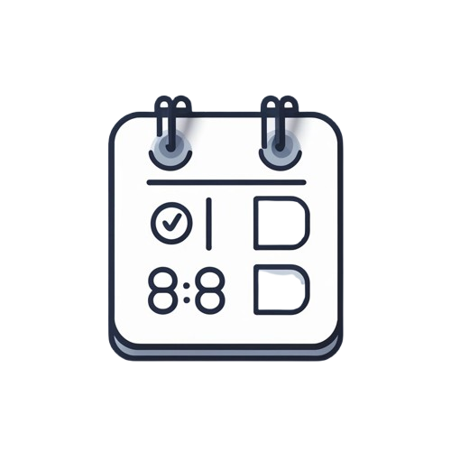 Calendar icon with text 'ID 8:8 D' on a white background