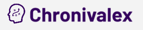 Chronivalex logo with a stylized head icon in purple on a white background