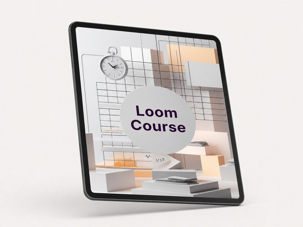 Tablet displaying a Loom Course interface on a white background