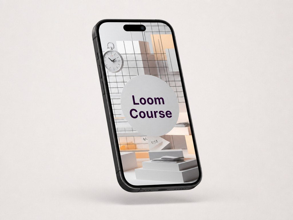 Phone case with 'Loom Course' design on a white background