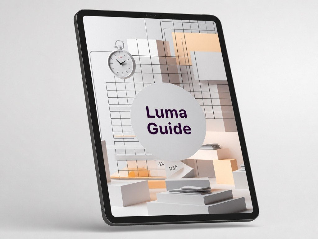 Digital tablet displaying a Luma Guide on a light gray background