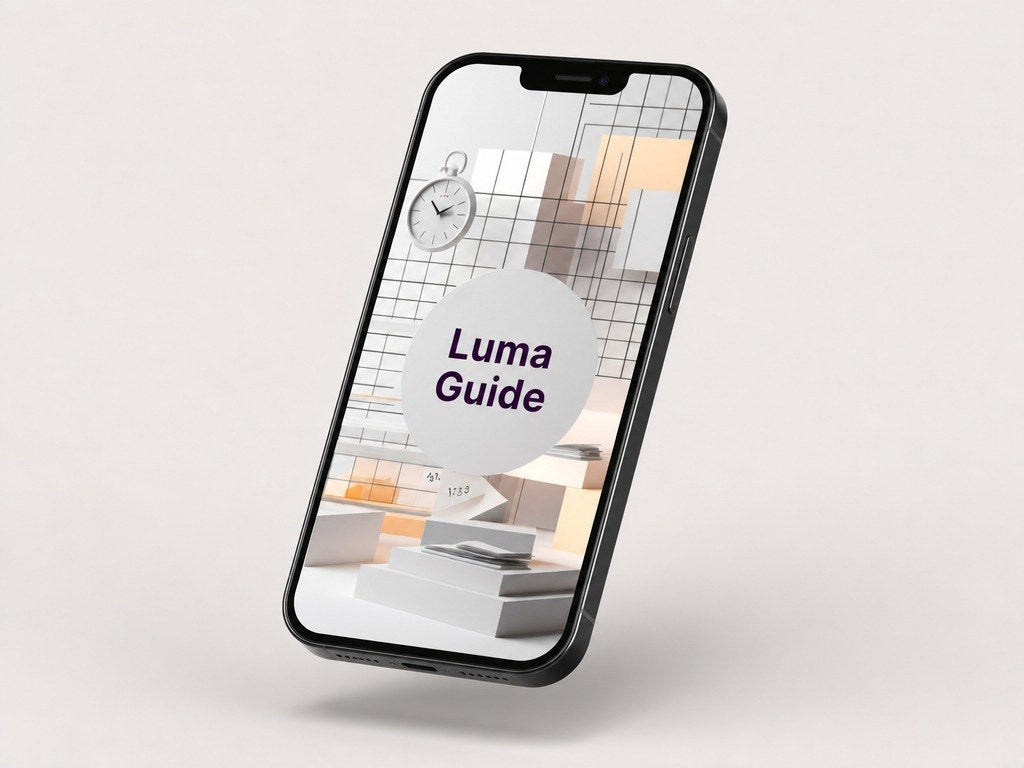 Phone displaying the Luma Guide app on a light gray background