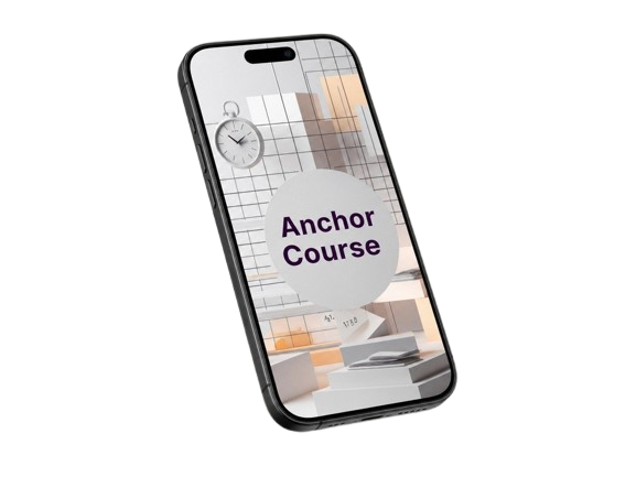 Phone case with 'Anchor Course' text on a white background