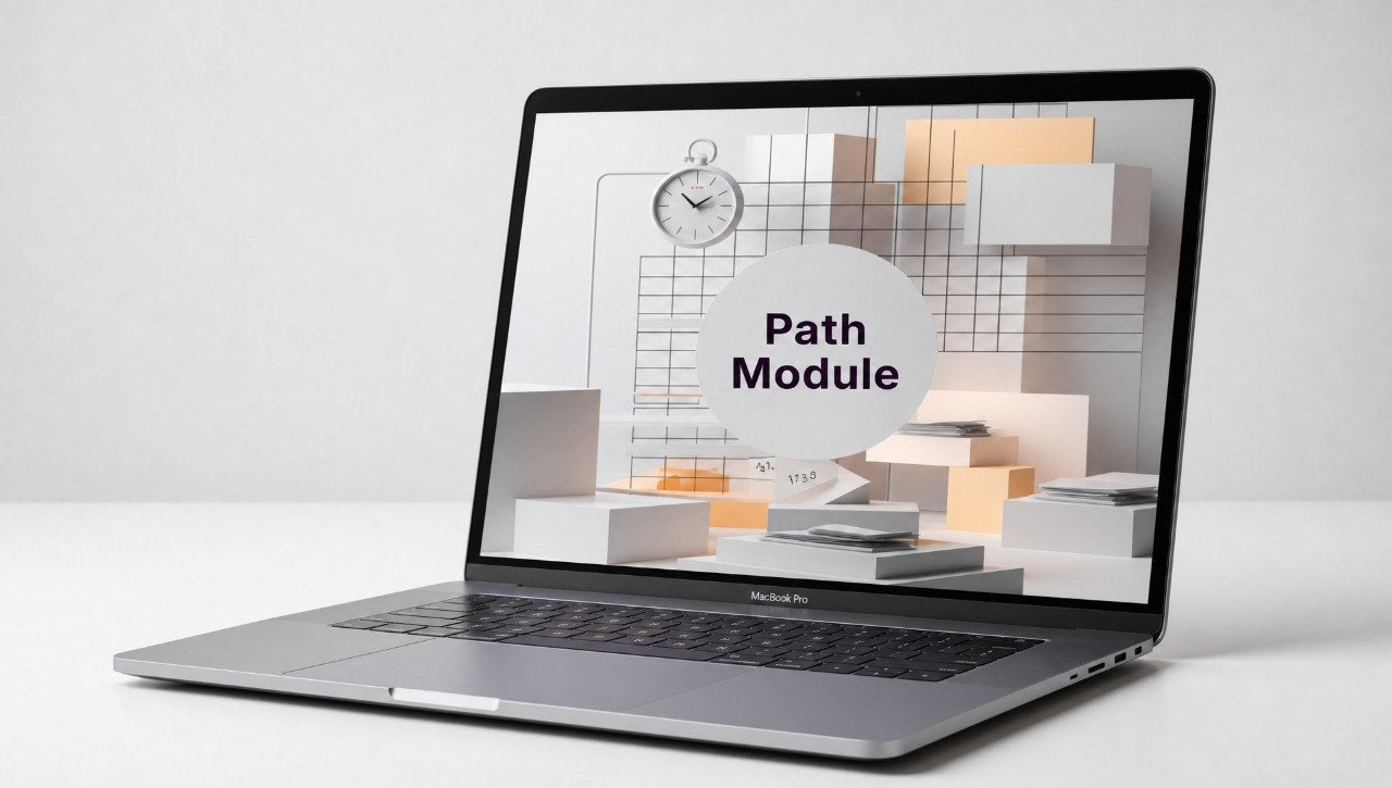 Laptop displaying a design software interface on a white background